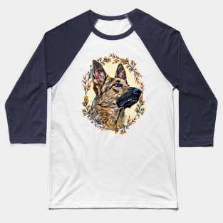 German Shepherd - Floral Baseball T-Shirt